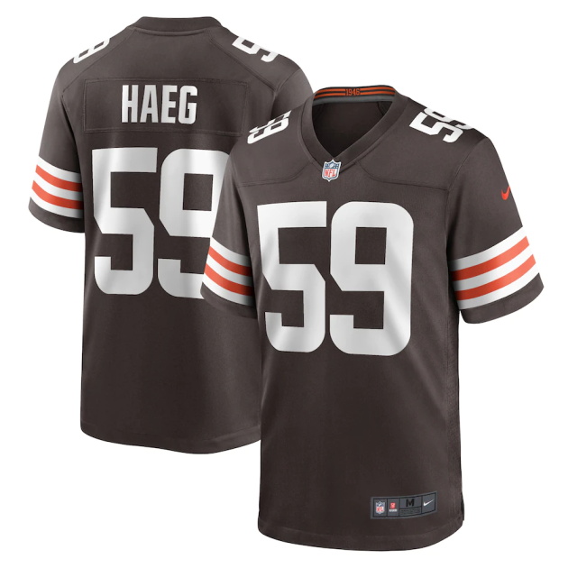 mens nike joe haeg brown cleveland browns game player jersey